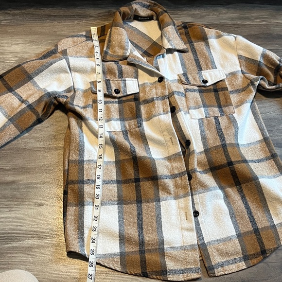 Plaid Button Down Shirt - Brown and Cream - Picture 3 of 3